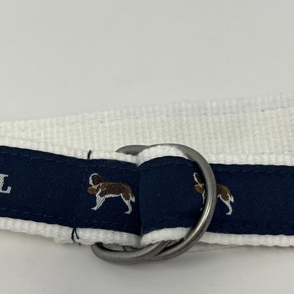 Ralph Lauren boys double ring belt ribbon dogs navy white - Picture 4 of 9